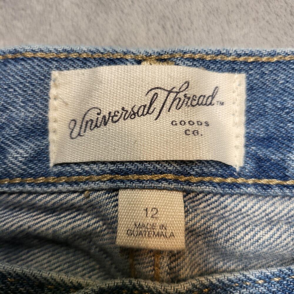 Universal Thread Jeans Womens 12 Blue Mid Rise 90s Baggy Wide-Leg Distressed - Picture 4 of 11